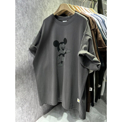 Damen Oversized T-Shirt mit einzigartigem Mickey Mouse Grafikdruck Heidi-Mode