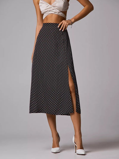 Damen Midirock mit sexy Schlitz und edlem Leoprint Heidi-Mode