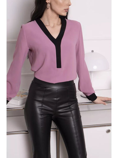 Damen elegantes Blusenoberteil mit modernen Kontrastdetails Heidi-Mode