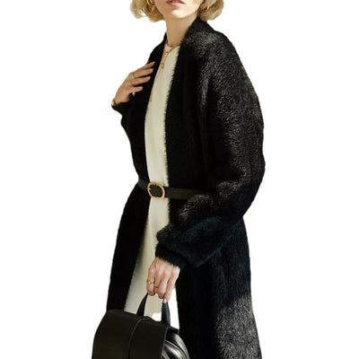 Damen weicher Strickmantel mit elegantem Schnitt und praktischem Taillengürtel Heidi-Mode