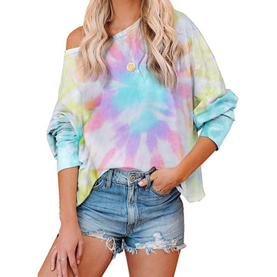Damen Lässiges Oversized-Sweatshirt mit modernem Tie-Dye-Design Heidi-Mode
