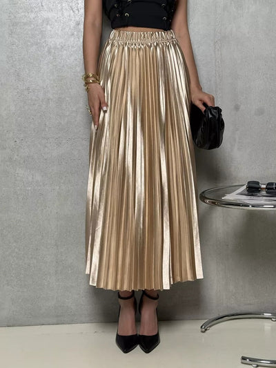 Damen Kombination aus schulterfreiem Oberteil und plissiertem Maxirock Heidi-Mode