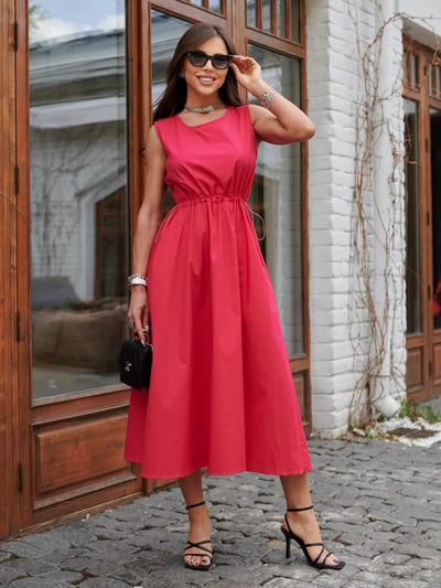 Damen Longdress mit elastischem Bund und modischem Schnitt Heidi-Mode