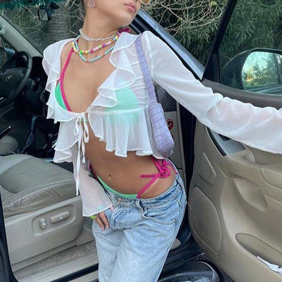 Damen elegante Bluse mit Rüschen und Schnittdetail Heidi-Mode