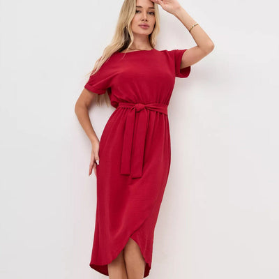 Damen Wickelkleid mit Taillengürtel und elegantem V-Ausschnitt Heidi-Mode