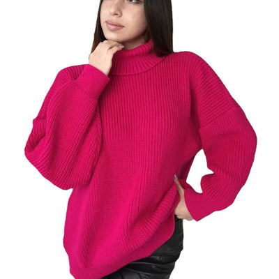 Damen kuscheliger Strickpullover mit weitem Schnitt und modernem Design Heidi-Mode