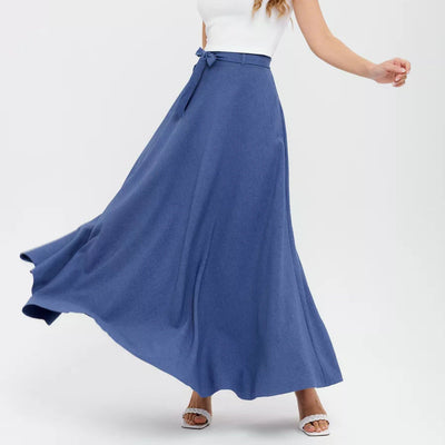 Damen Maxirock mit eleganter Schleifenbund-Bindung und fließendem Stoff Heidi-Mode
