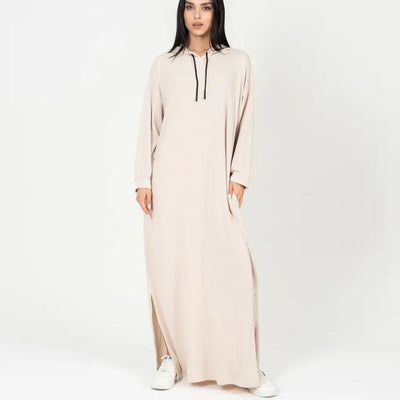 Damen Maxikleid mit Kapuze und seitlichen Schlitzen Heidi-Mode