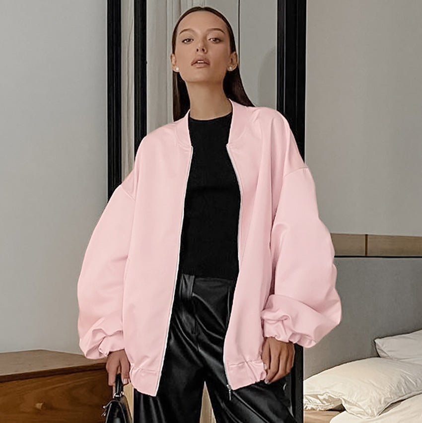 Damen Oversized Blousonjacke mit lässigem Schnitt und elastischen Bündchen Heidi-Mode