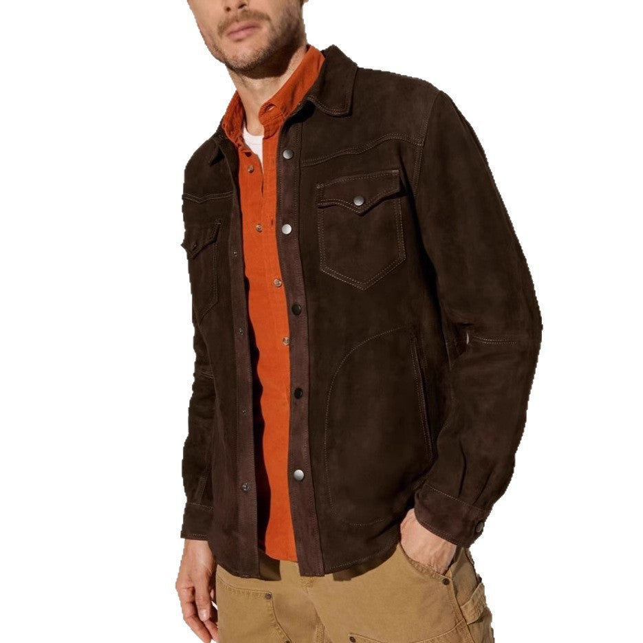 Herren elegante Wildlederjacke mit praktischen Taschen Aliams