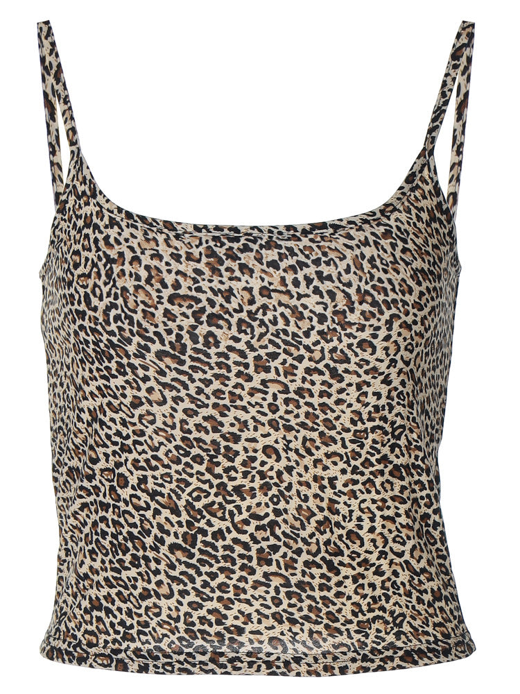 Damen Bodyschnitt Top im angesagten Tierdruck mit dünnen Trägern Heidi-Mode