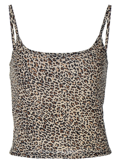 Damen Bodyschnitt Top im angesagten Tierdruck mit dünnen Trägern Heidi-Mode