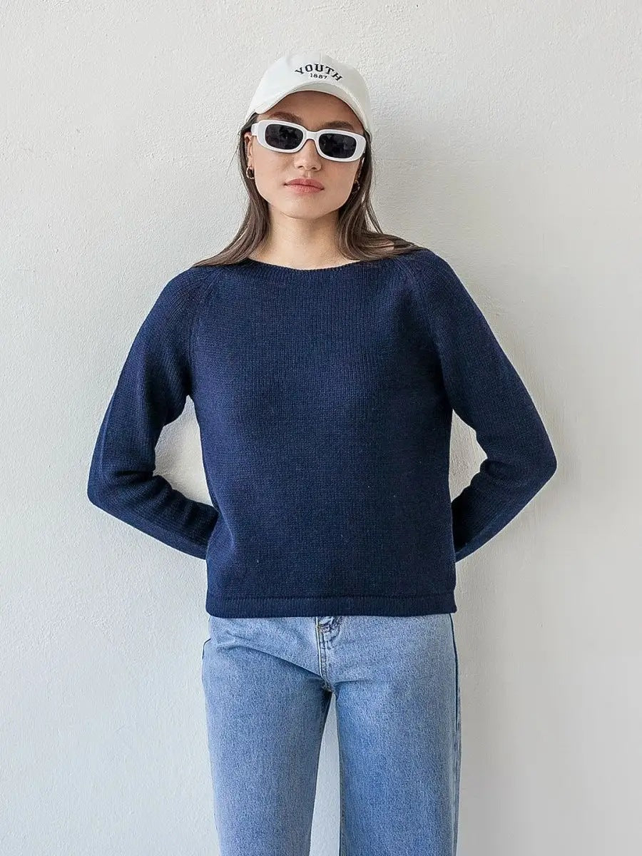 Damen feiner Strickpullover mit strukturiertem Rippdesign und hohem Kragen Heidi-Mode