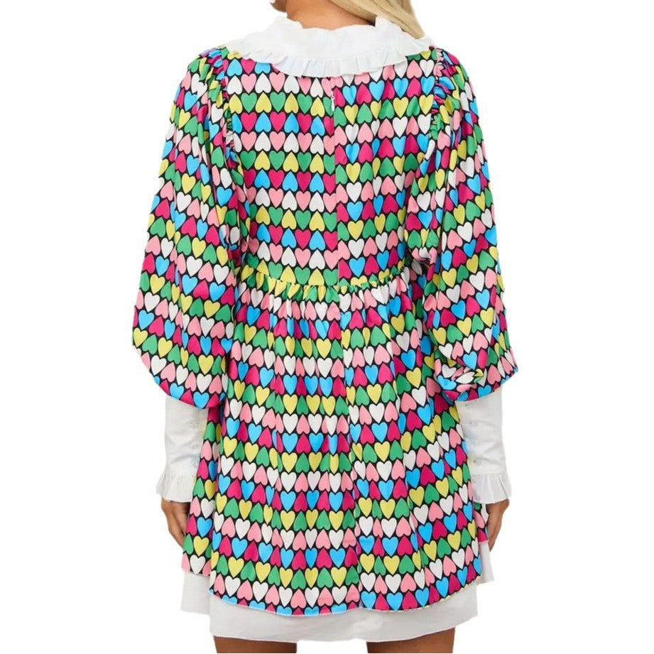 Damen Minikleid mit großzügigem Kragen und lässigem Leoprint Heidi-Mode