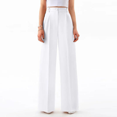 Damen elegantes Wickeloberteil mit voluminösen Ärmeln und hoch taillierten Palazzo-Hosen Heidi-Mode