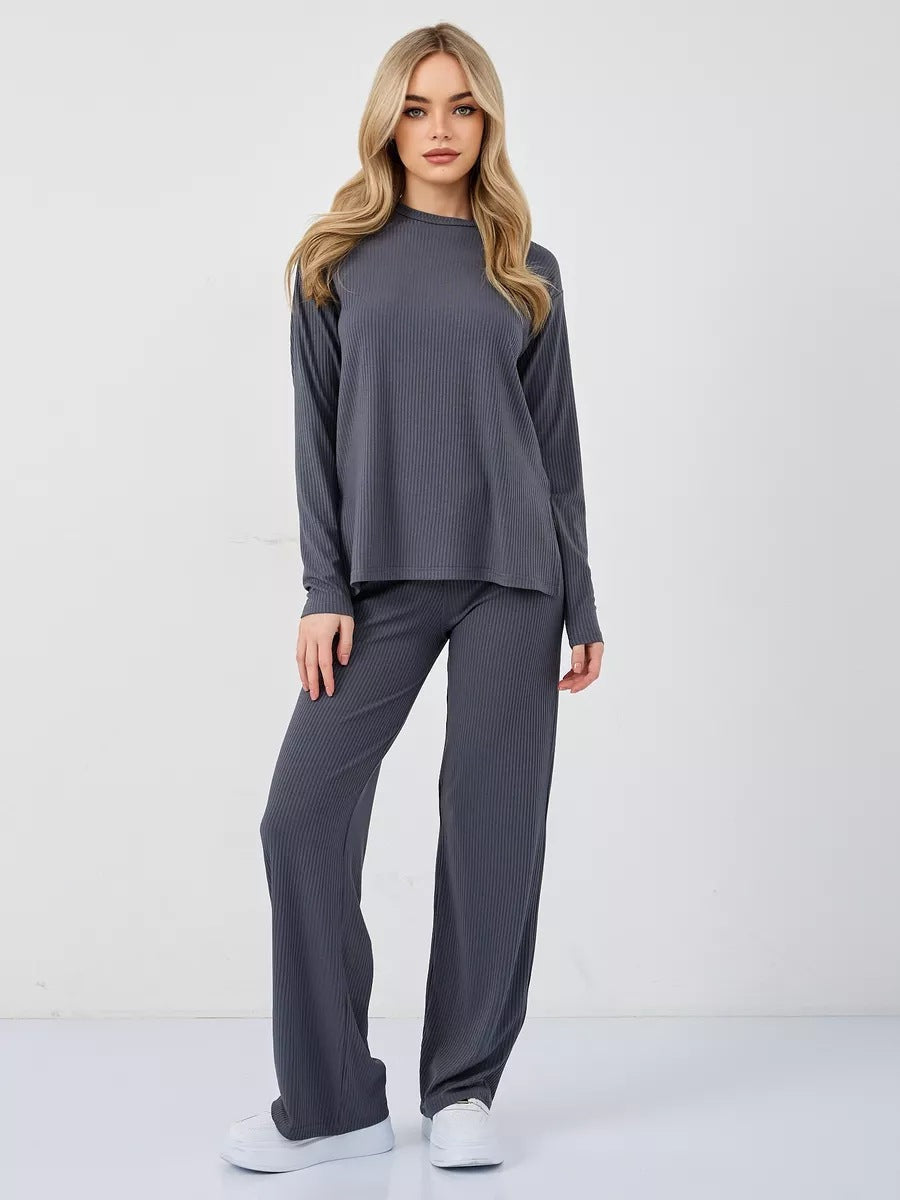 Damen cropped Langarmshirt mit modernem Knotendesign und feiner Rippstruktur Heidi-Mode