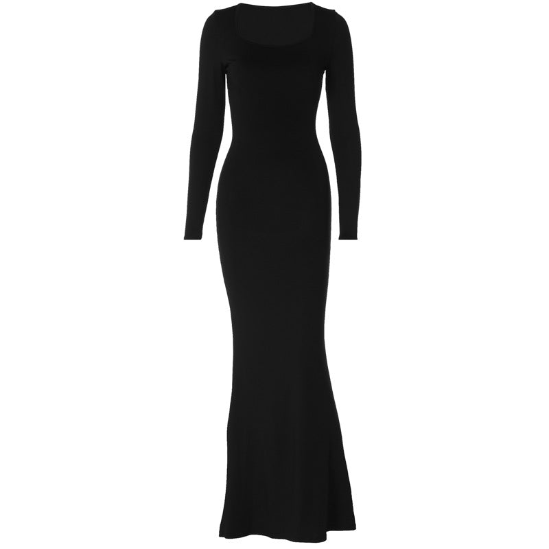 Damen Maxi-Kleid mit schickem quadratischem Ausschnitt und taillierter Silhouette Heidi-Mode