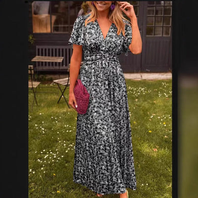 Damen Maxikleid mit voluminösen Ärmeln und tailliertem Schnitt Heidi-Mode