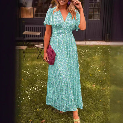 Damen Maxikleid mit voluminösen Ärmeln und tailliertem Schnitt Heidi-Mode