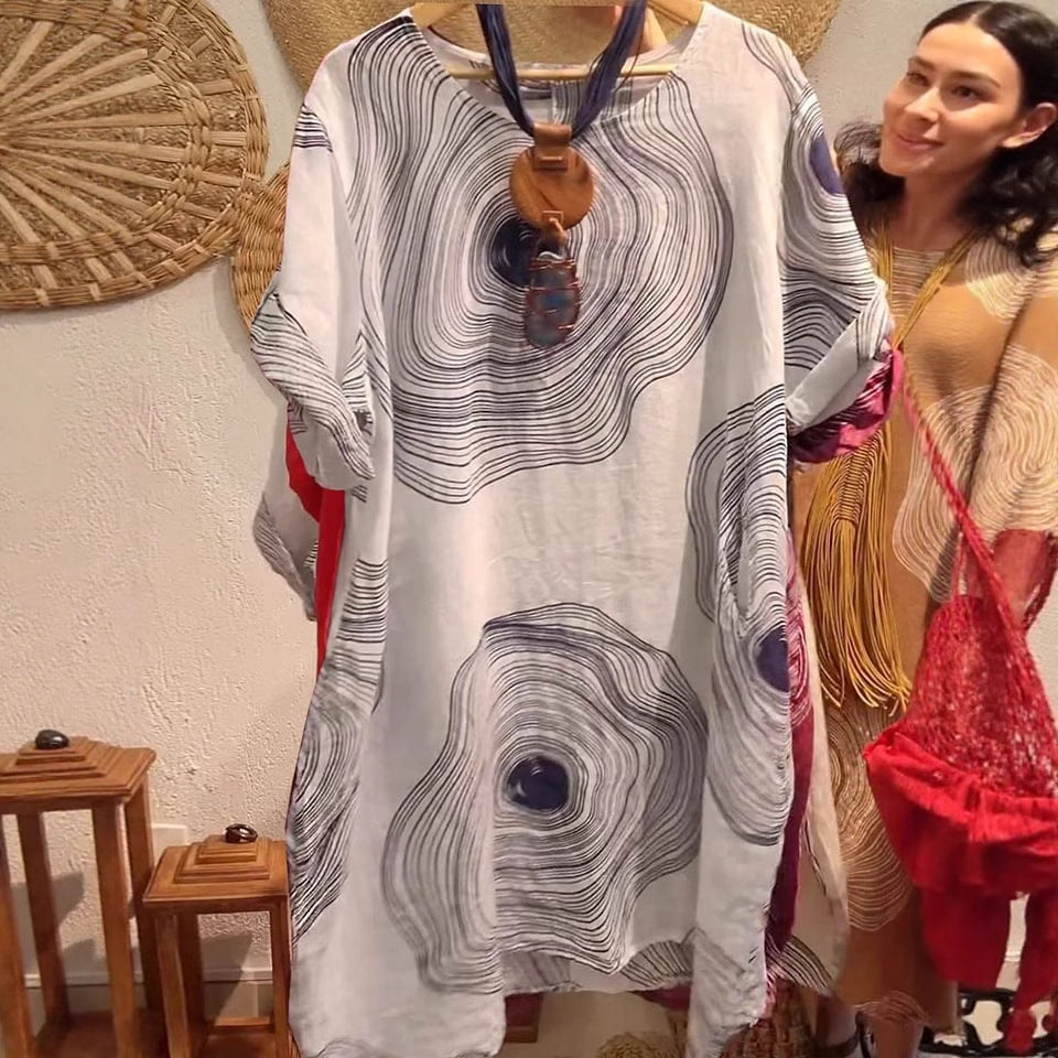 Damen Tunika-Kleid mit einzigartigem Muster und weitem Schnitt Heidi-Mode