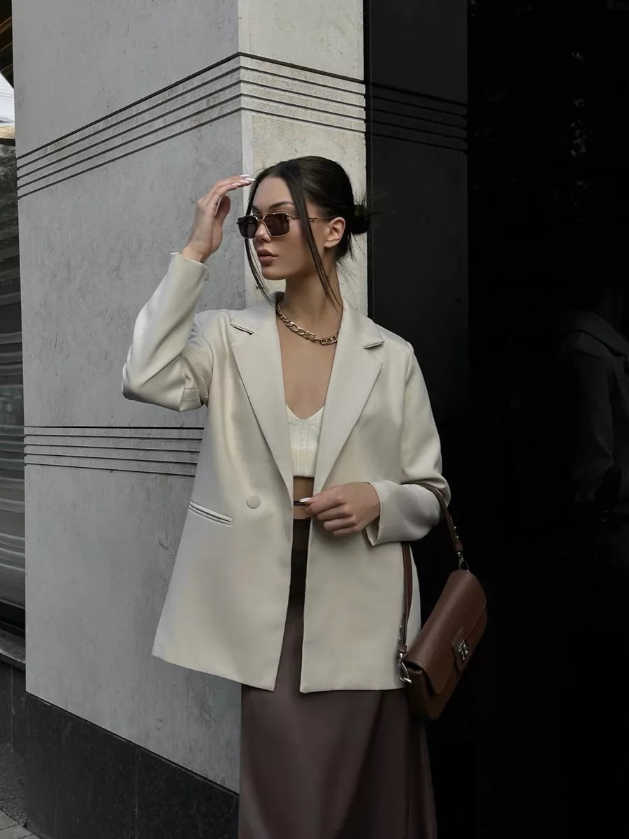 Damen eleganter Doppelknopf-Blazer mit praktischen Taschen und lässigem Schnitt Heidi-Mode