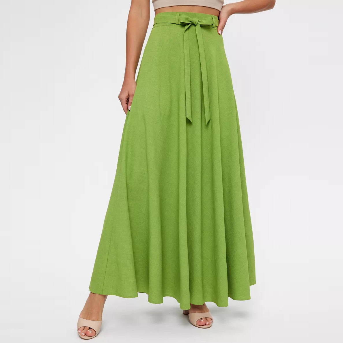 Damen Maxirock mit eleganter Schleifenbund-Bindung und fließendem Stoff Heidi-Mode