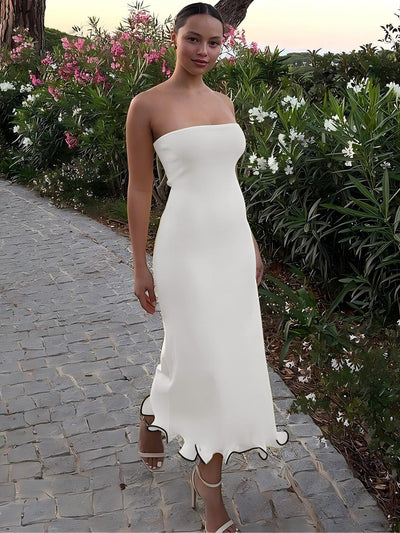 Damen schickes Abendkleid mit dekorativem Saum und figurbetontem Schnitt Heidi-Mode