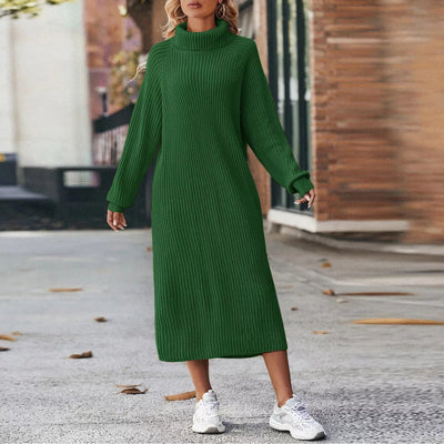 Damen Strickkleid mit hohem Kragen und weitem Schnitt Heidi-Mode