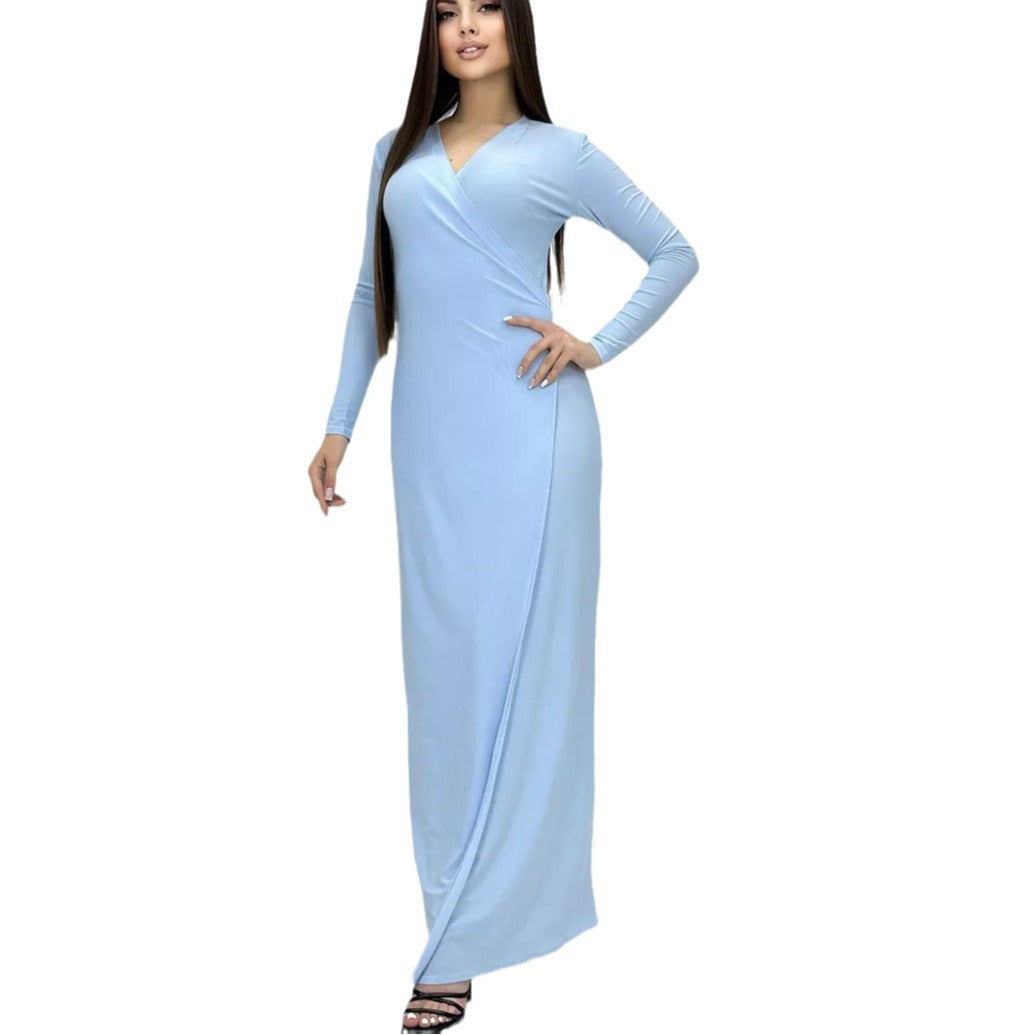 Damen Wickelkleid mit tiefem V-Ausschnitt und eleganter Raffung Heidi-Mode