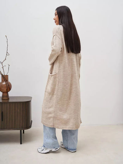 Damen eleganter Cardigan mit Taillengürtel und tiefen Taschen Heidi-Mode