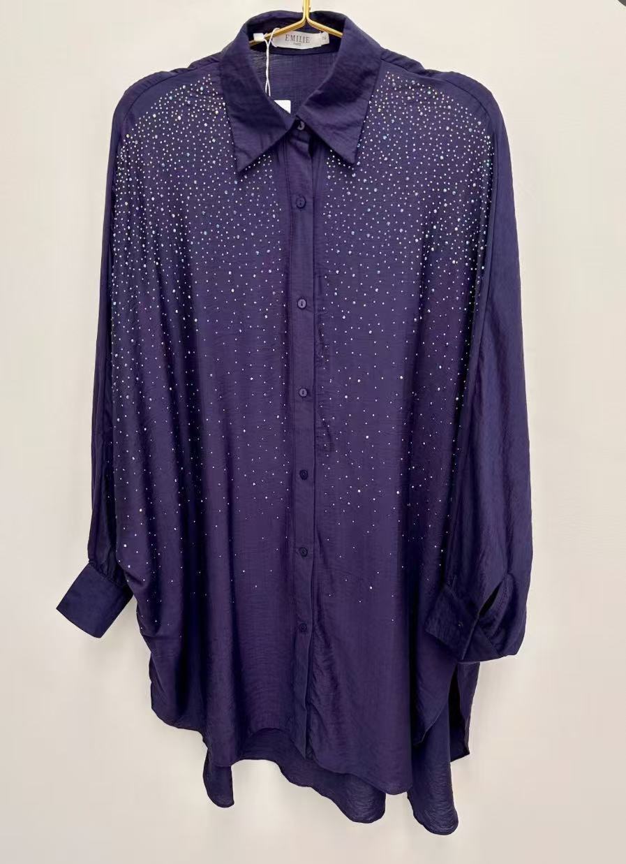 Damen Bluse mit glitzernden Details und lässigem Schnitt Heidi-Mode