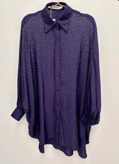 Damen Bluse mit glitzernden Details und lässigem Schnitt Heidi-Mode