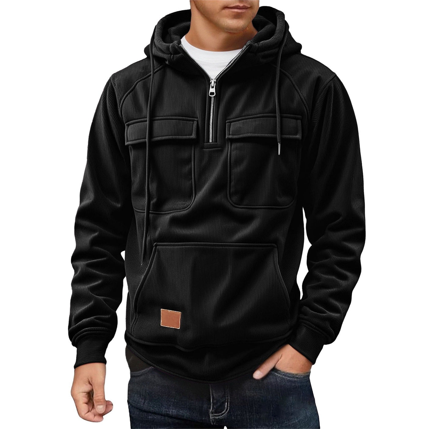 Herren Fleece-Hoodie mit praktischen Taschen Aliams