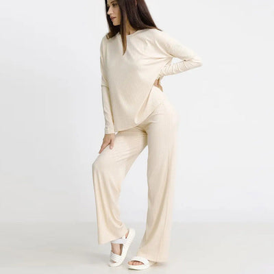 Damen lässiges Strick-Set mit Zopfstruktur und weitem Schnitt Heidi-Mode