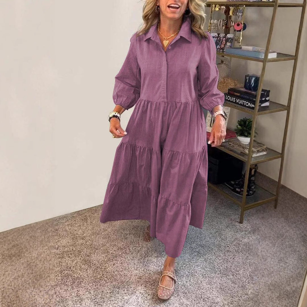 Damen Hemdblusenkleid mit Volant-Design und praktischen Taschen Heidi-Mode