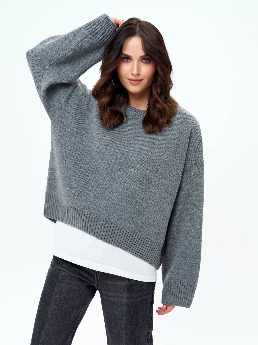 Damen lässiger Strickpullover mit komfortablem Schnitt und feiner Textur Heidi-Mode