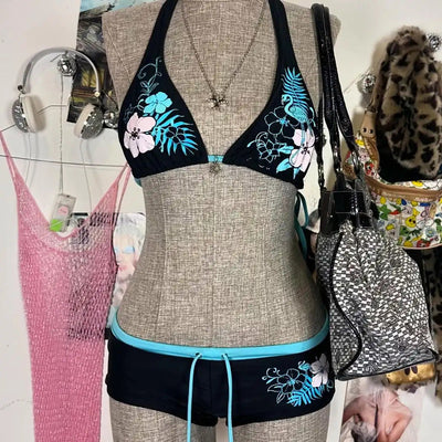 Damen Bikiniset mit floralem Druck und individuellem Halterdesign Heidi-Mode