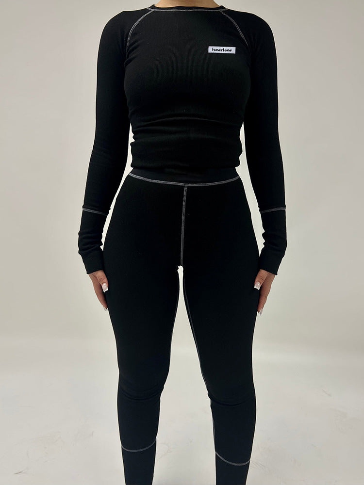 Damen Leggings-Set mit langärmligem Oberteil und figurformendem Design Heidi-Mode