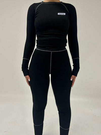 Damen Leggings-Set mit langärmligem Oberteil und figurformendem Design Heidi-Mode