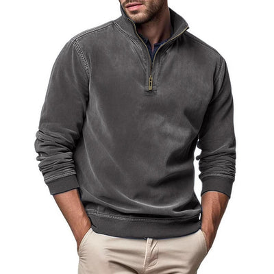 Herren pflegeleichter Fleece-Pullover mit Stehkragen Aliams