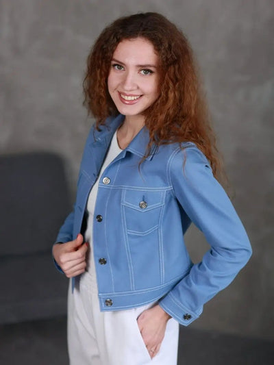 Damen Jeansjacke im modernen Schnitt mit praktischen Taschen Heidi-Mode