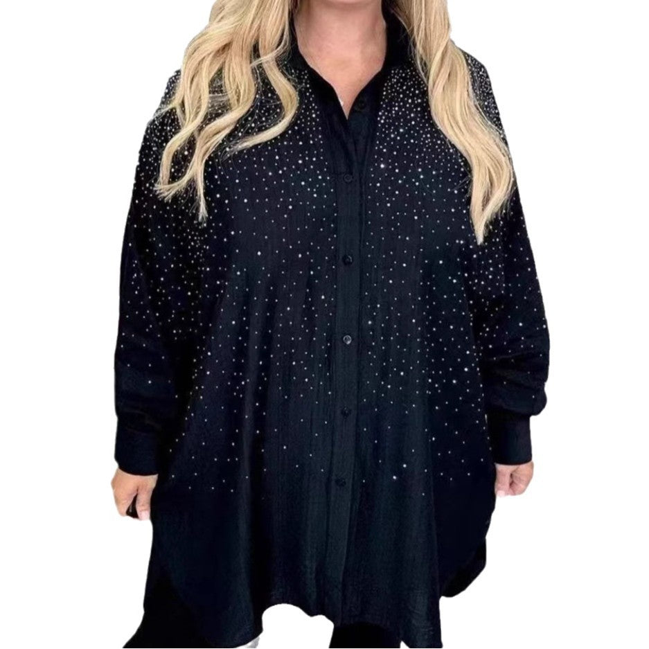 Damen Bluse mit glitzernden Details und lässigem Schnitt Heidi-Mode
