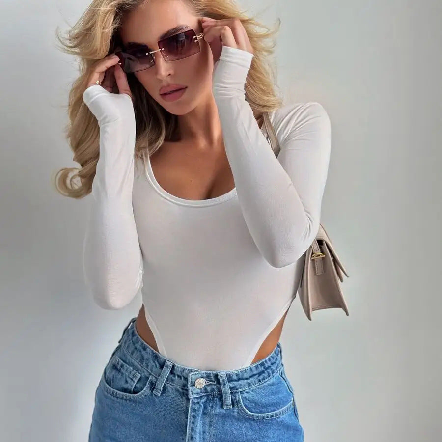 Damen figurbetontes Bodysuit mit dekorativen Cut-Outs und elegantem Rückenausschnitt Heidi-Mode