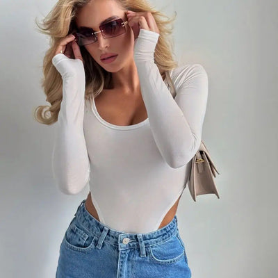 Damen figurbetontes Bodysuit mit dekorativen Cut-Outs und elegantem Rückenausschnitt Heidi-Mode