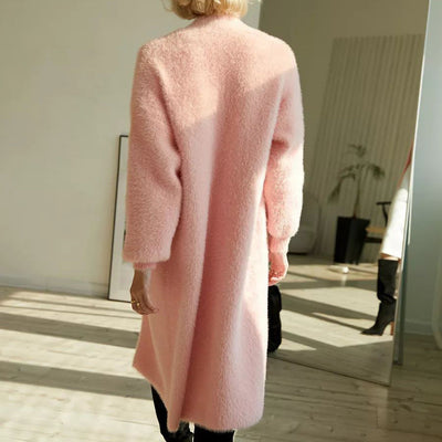 Damen weicher Strickmantel mit elegantem Schnitt und praktischem Taillengürtel Heidi-Mode