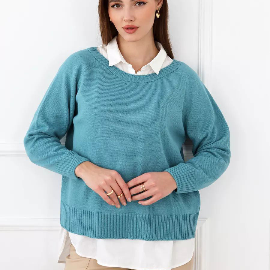Damen lässiger Strickpullover mit komfortablem Schnitt und feiner Textur Heidi-Mode