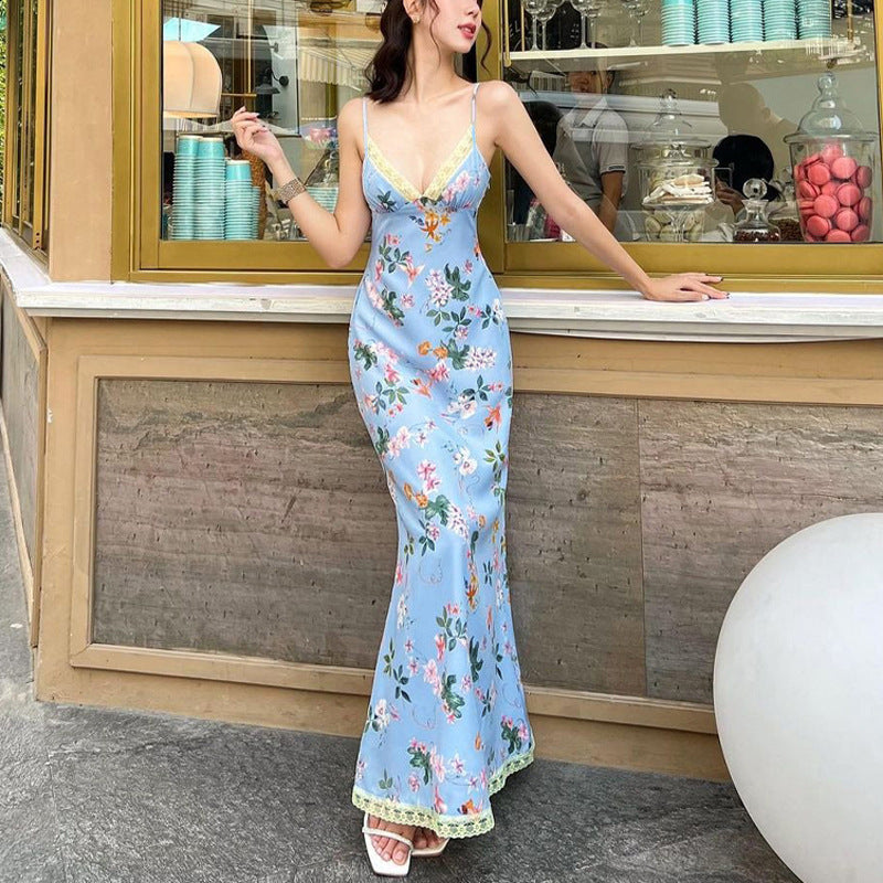 Damen Maxikleid mit floralem Muster und elegantem Rückenausschnitt Heidi-Mode