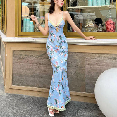 Damen Maxikleid mit floralem Muster und elegantem Rückenausschnitt Heidi-Mode