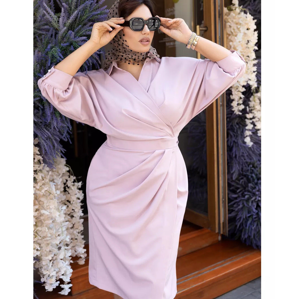 Damen Wickelkleid mit eleganter Drapierung und tailliertem Schnitt Heidi-Mode