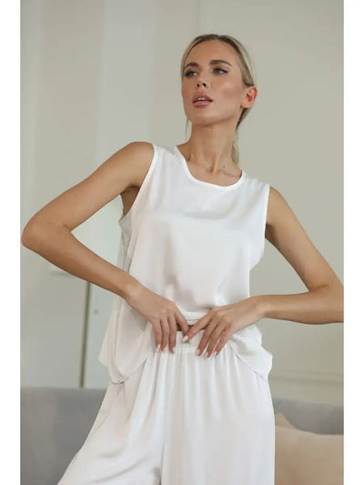 Damen eleganter Satin-Schlafanzug mit großzügigem Schnitt und feiner Textur Heidi-Mode